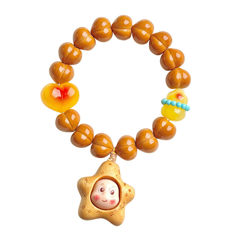 Large Size Ingot Fart Peach Monkey Head Design Ebony People Bracelet