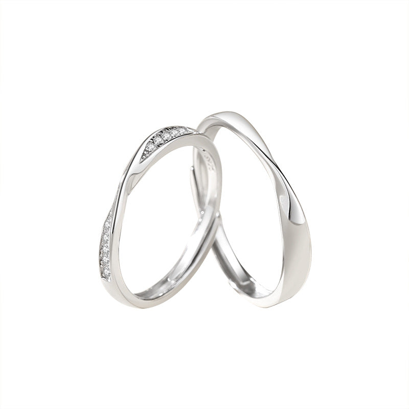 Women's & Men's Mobius Strip Couple Sterling Sier Pair Fashion Rings