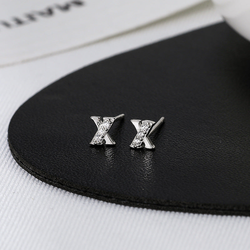 Women's Sier Alphabet Letter Trendy High-grade Temperament Earrings