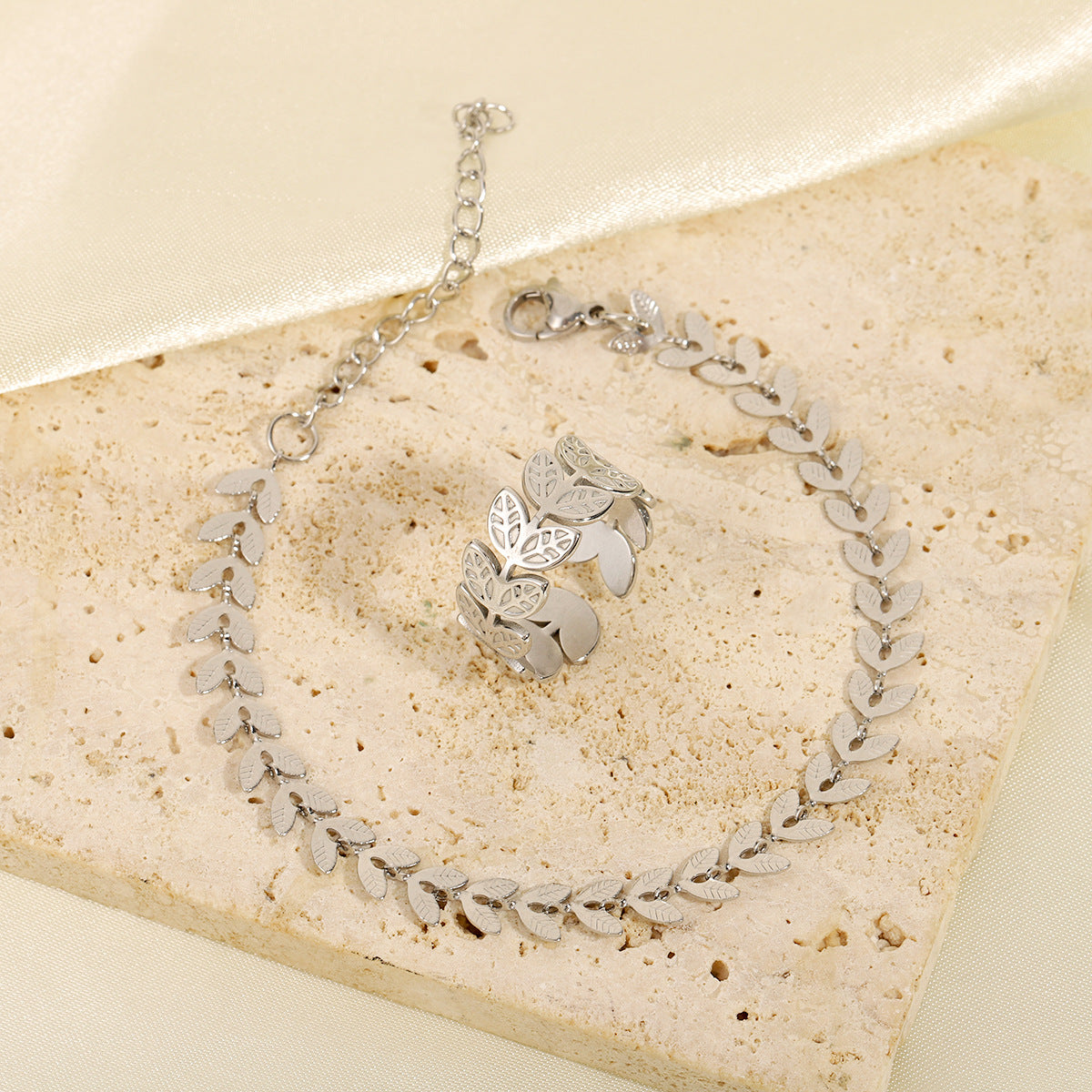 Women's Stainless Steel Leaf-shaped Open Stylish Simple Bracelets