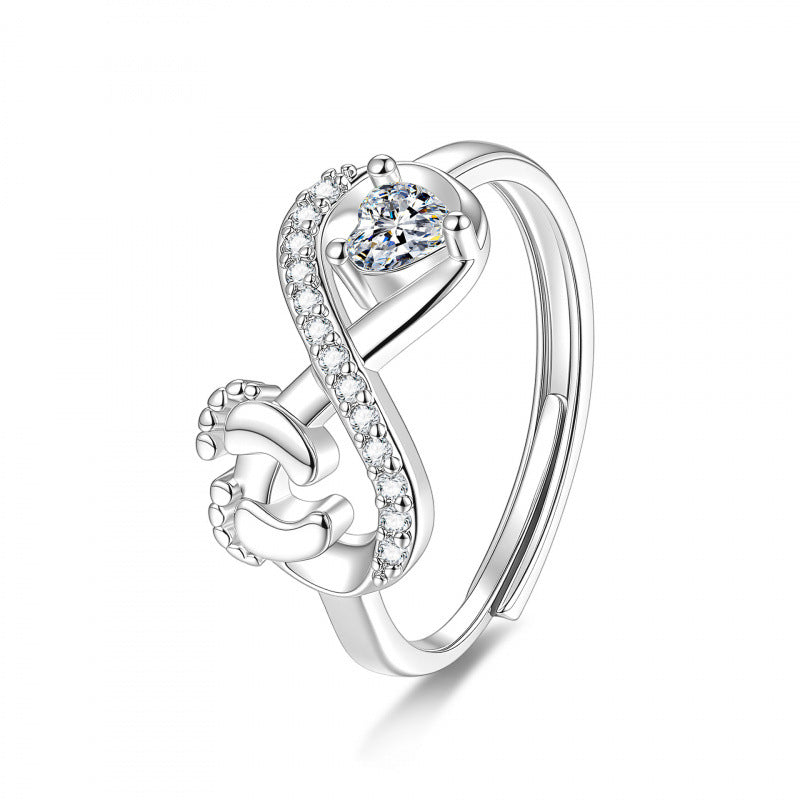Footprints Love High Sense Index Finger Design Cute Sweet Ring
