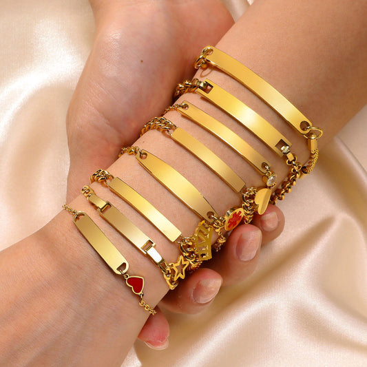 Women's & Children's Steel Curved Brace Lace Twist Chain Gold Bracelets