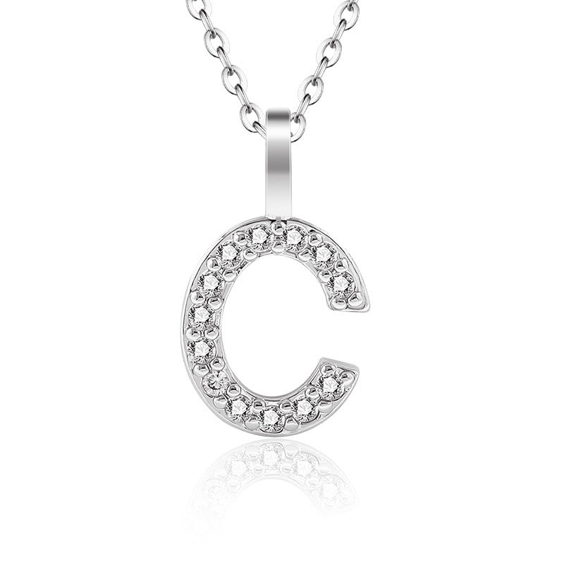Diamond Inlaid Zircon English Letter Female Pendants