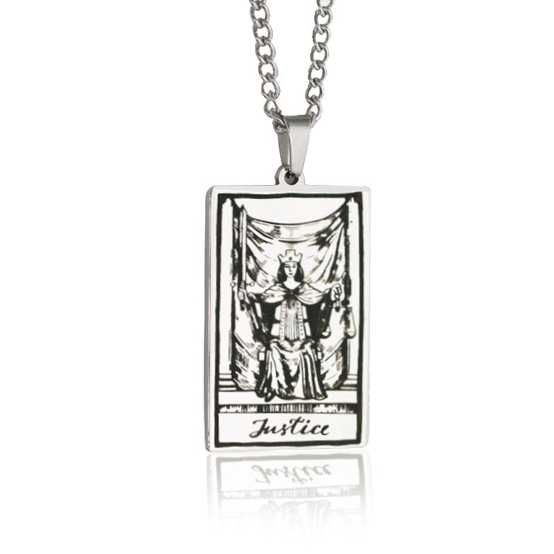 Zhang Tarot Titanium Steel Retro Rectangular Necklaces