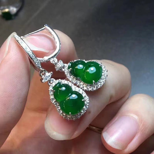 Ice Mine Timber Emperor Green Chalcedony Gourd Rings