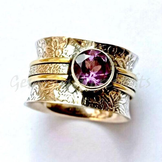 Simple Purple Ancient Gold Pattern Ornament Rings