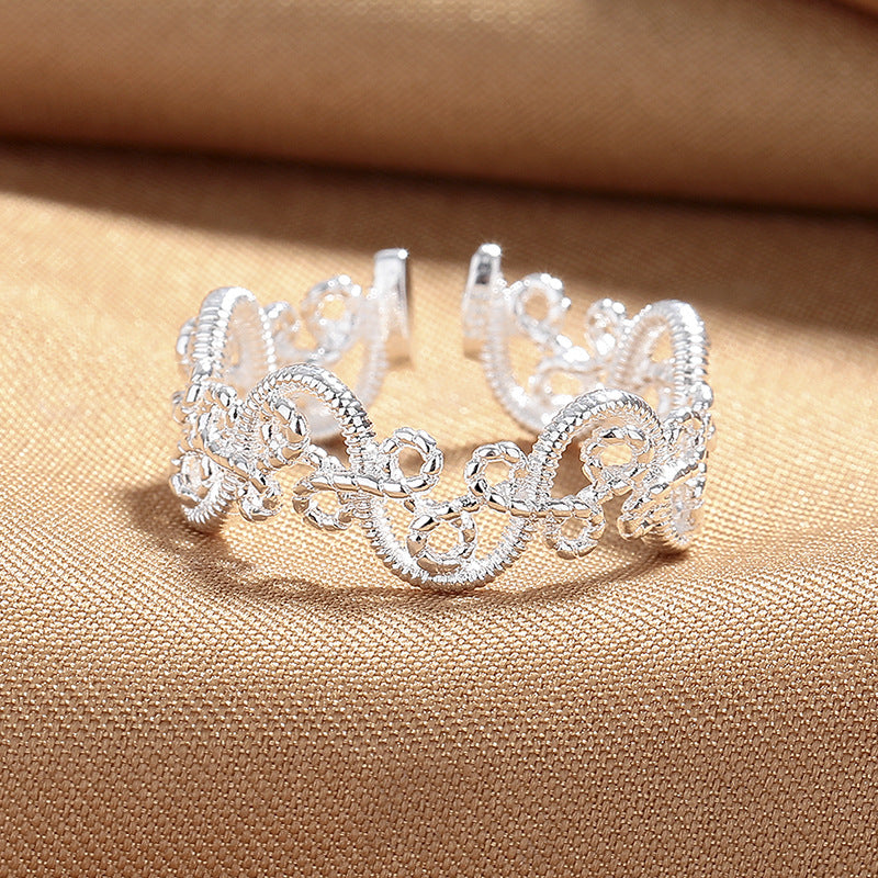 Iris Flower Female Hollow Vine Exquisite Versatile Twin Rings