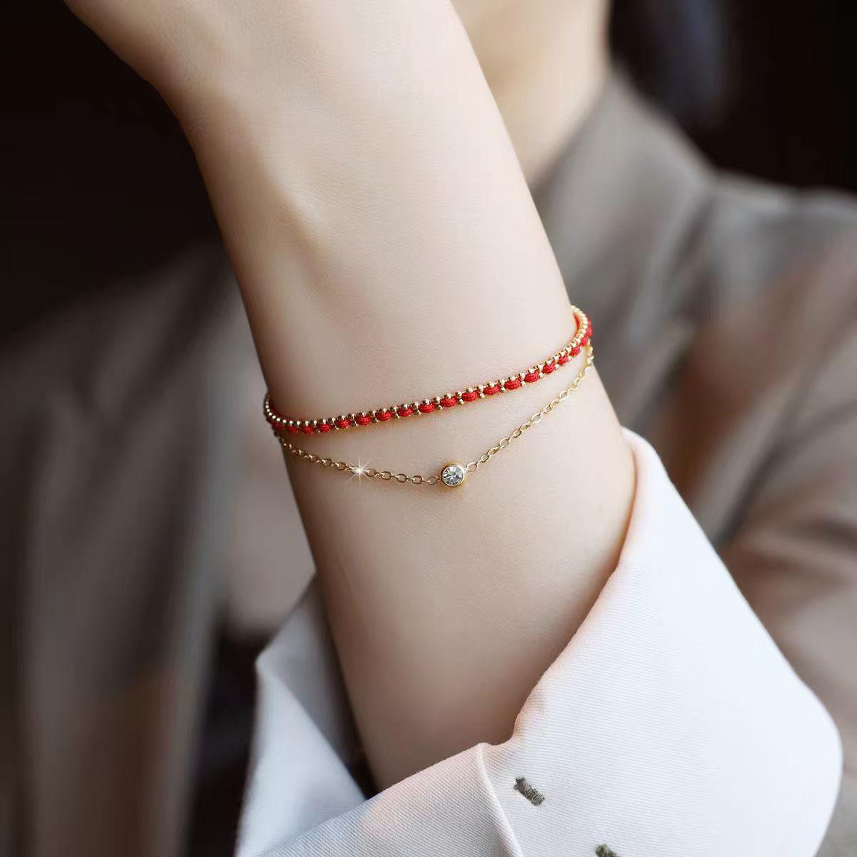 Life Red Rope Design Simple Fashionable Light Luxury Bracelet