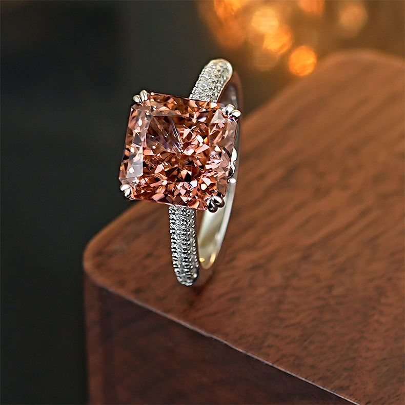 Karat Comparable To Ice Flower Cut Morgan Princess Square Ring