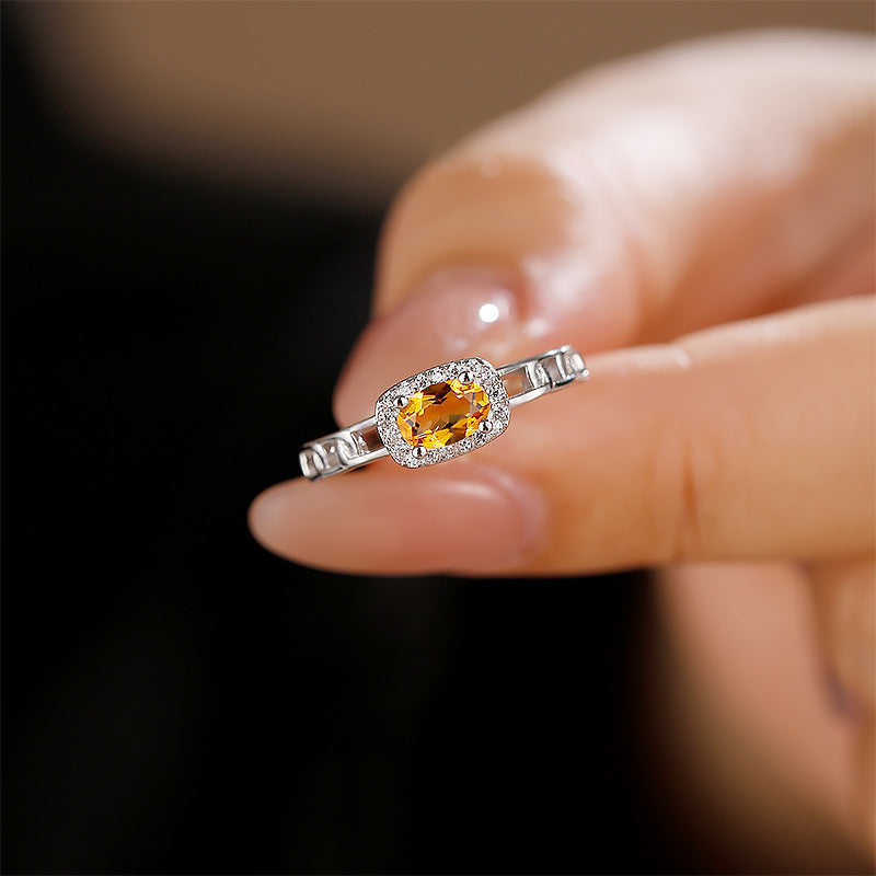 Citrine Advanced Colored Gems Sier Plated Rings