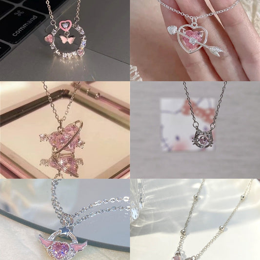 Korean Style Sweet Loving Heart Love Female Necklace