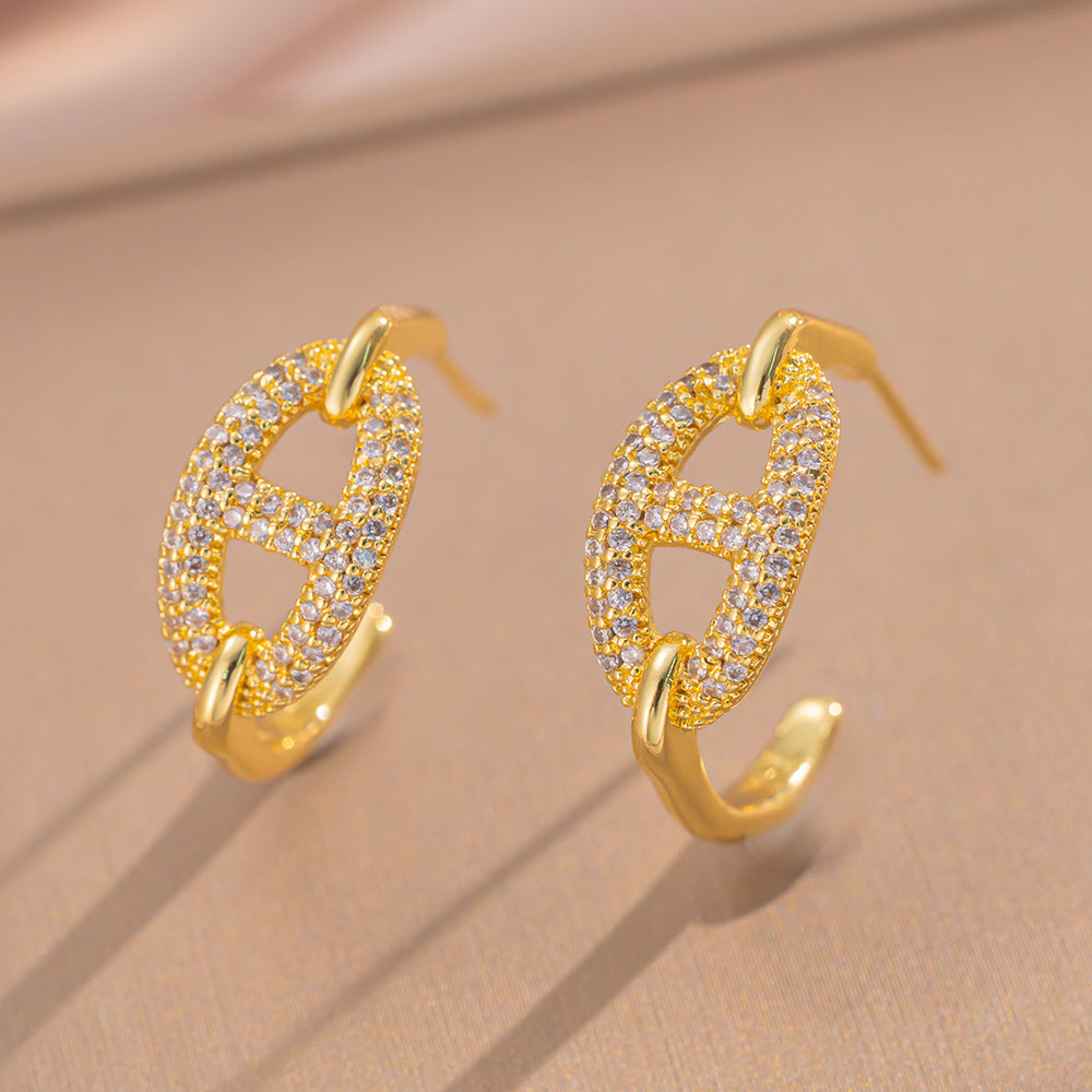 Simple Classic All Match Fashion Zircon Earrings