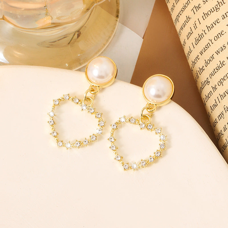 Simple Retro Sier Needle Pearl High Sense Ear Earrings