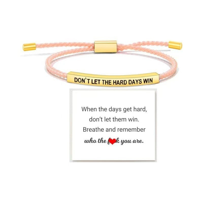 Elbow Lettering Friend Gift Rose Gold Adjustable Sier Stainless Bracelet