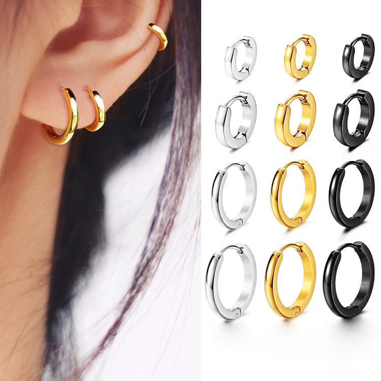Men's Hop Narrow Curved Surface Earclip Titanium Steel Ear Buckle