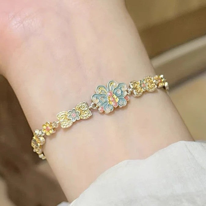 Butterfly Enamel National Style Chinese Female Light Luxury Minority High-grade Bracelets