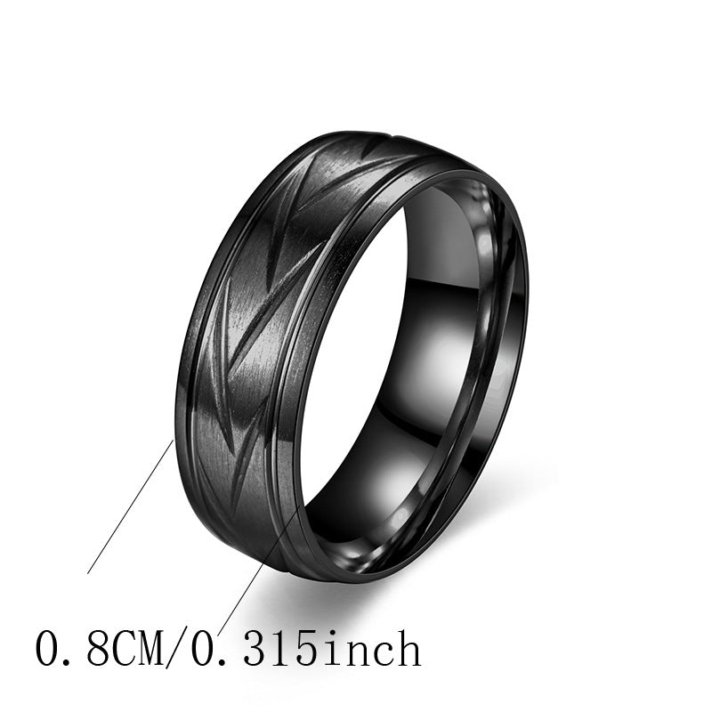 Step Stainless Steel Batch Flower Striped Rings