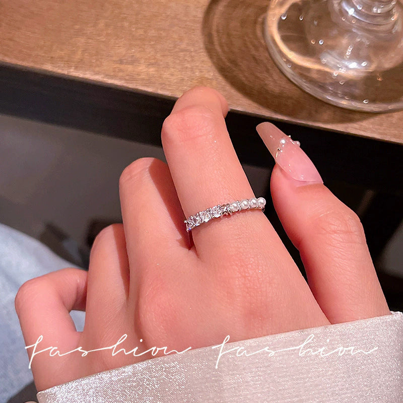 Pearl Zircon Butterfly Female Niche High-grade Light Luxury Couple Temperament Ring