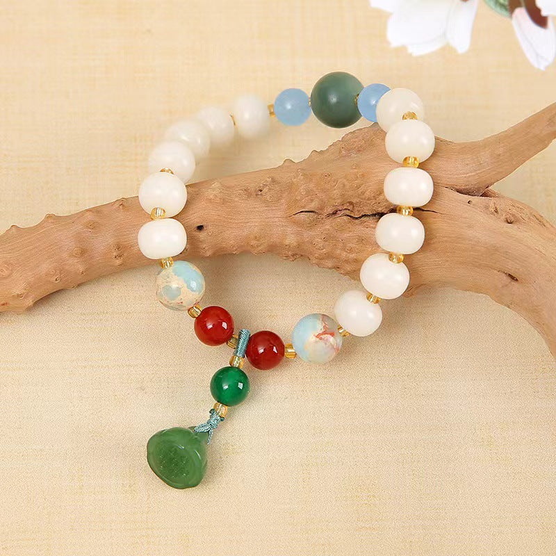 Pumpkin Lotus Beads White Jade Bodhi Rich Flower Charcoal Bracelets