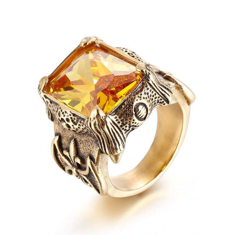 Men's Stainless Steel Hand Retro Punk Brother Ruby Titanium Rings