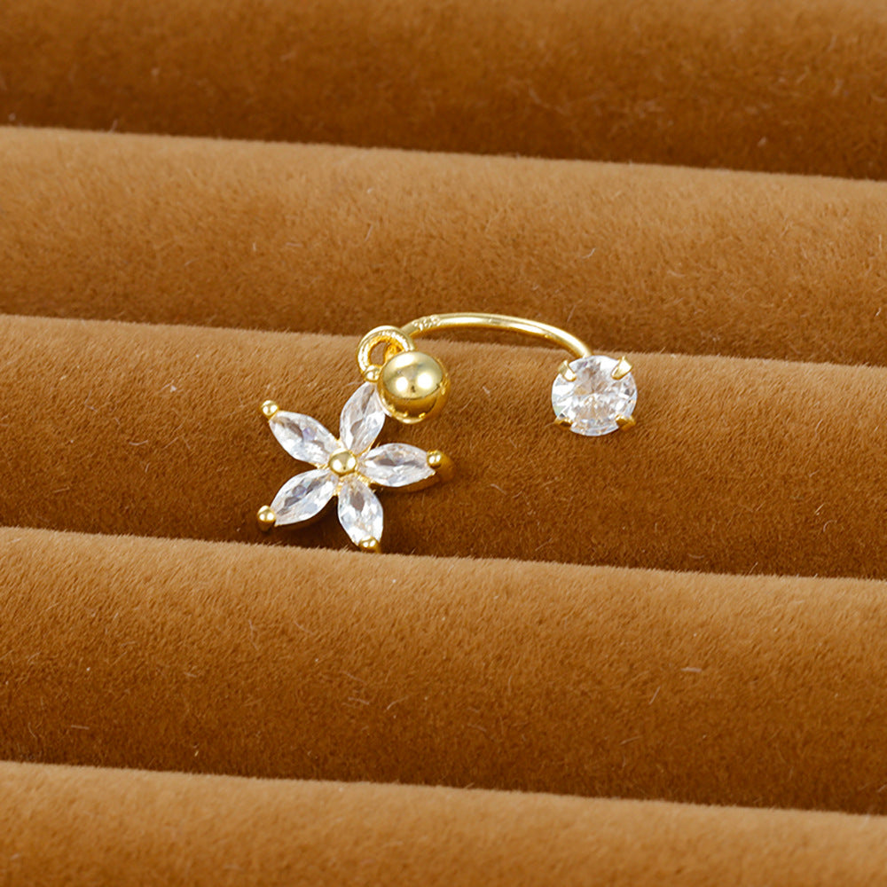 Shaped Piercing Flower Zircon Ear Bone Earrings
