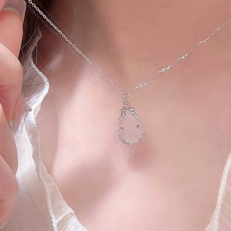 Women's Gourd Summer Versatile Chinese Style White Chalcedony High-grade Necklace