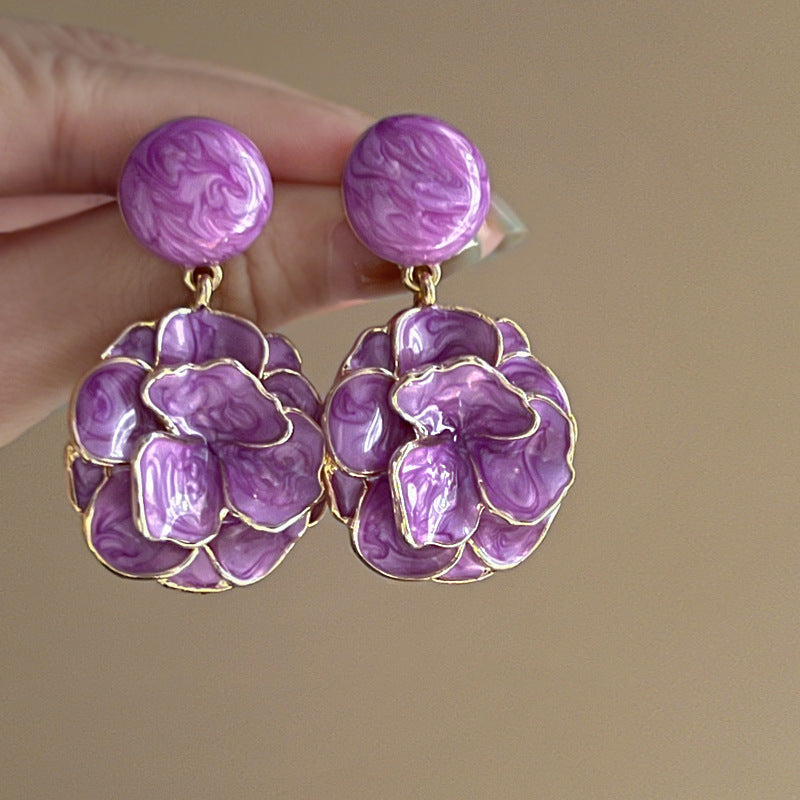 Needle Butterfly Enamel Vintage Court Style Delicate Light Luxury Earrings
