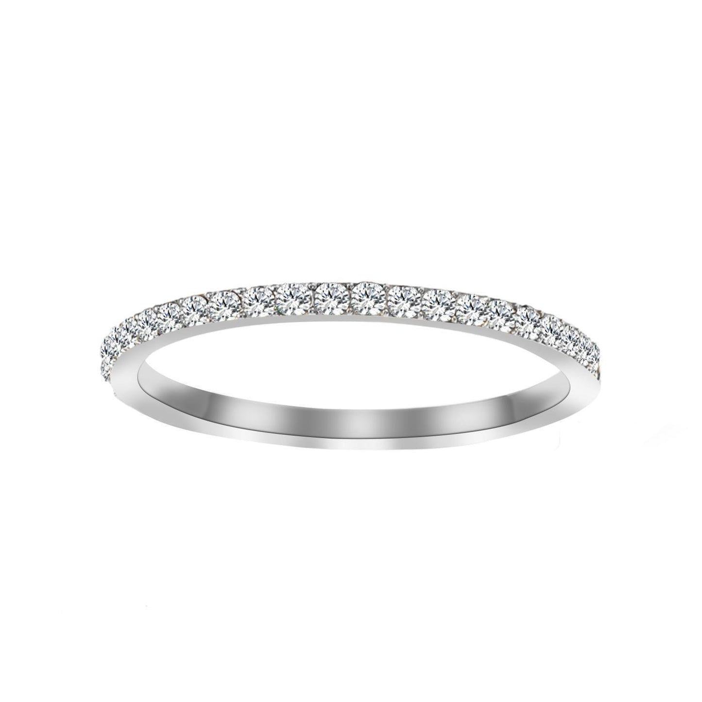 Full Diamond Stainless Steel Birthstones Zircon Ring
