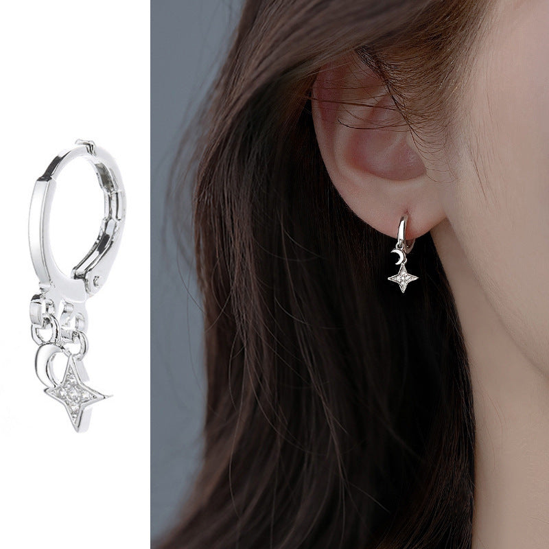 Ancient Cat Ning Series Rhinestone Four Earrings