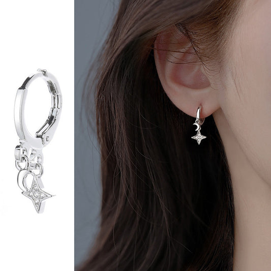Ancient Cat Ning Series Rhinestone Four Earrings
