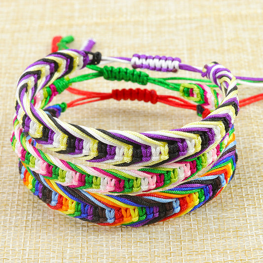 Bohemian Style Colorful Woven Ethnic Rainbow Bracelets