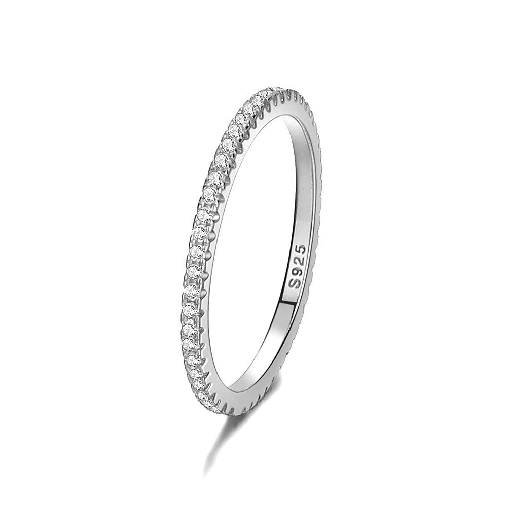 Women's Row Diamond Design Style Full Little Finger Light Luxury Rings