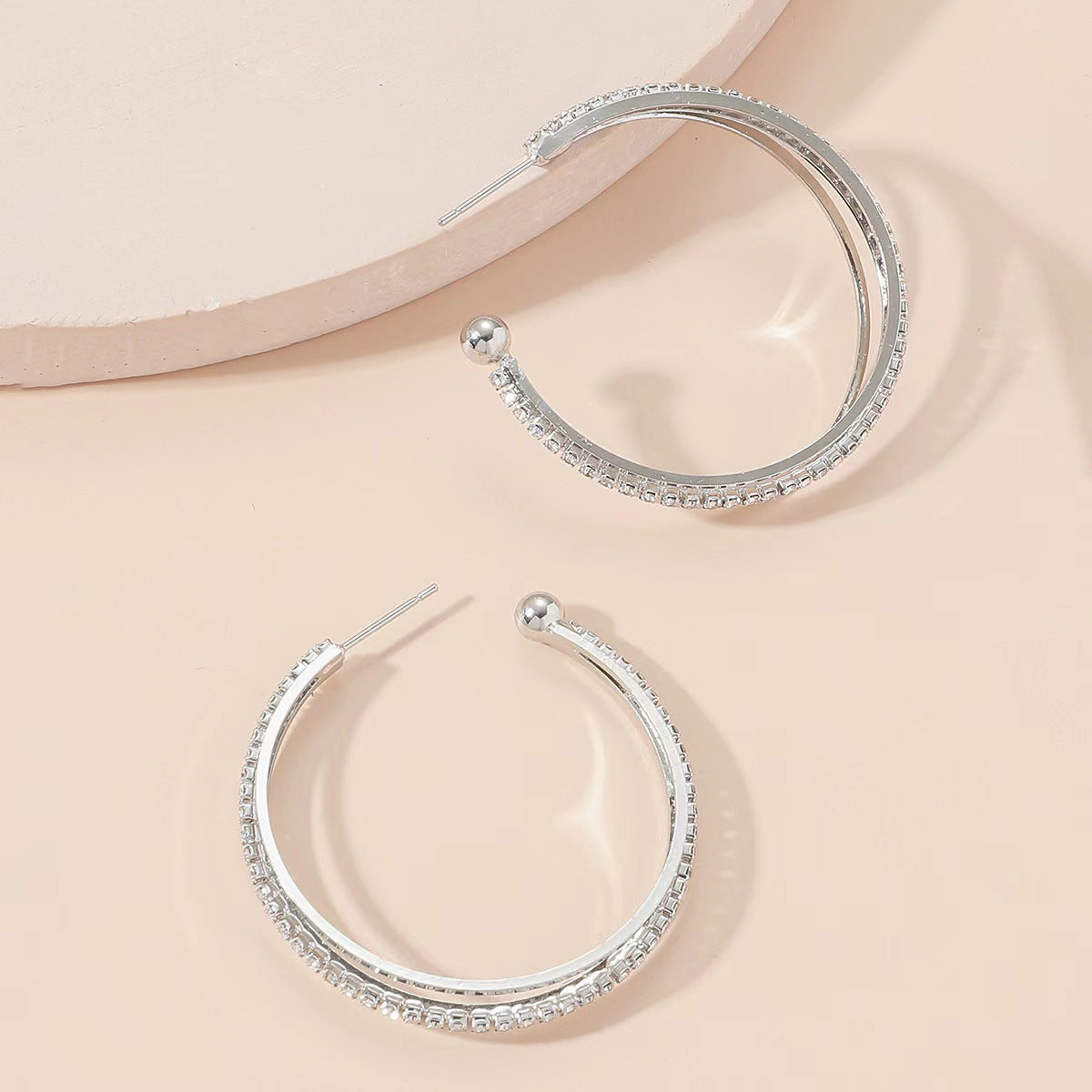 Elegant Fashion Iii Ear Diamond Super Flash Exaggerated Big Sier Earrings