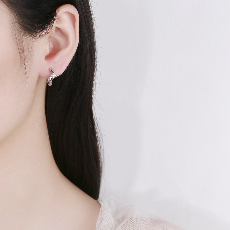 Women's Sier Asterism Fashion Ear Clip Simple Style High Earrings