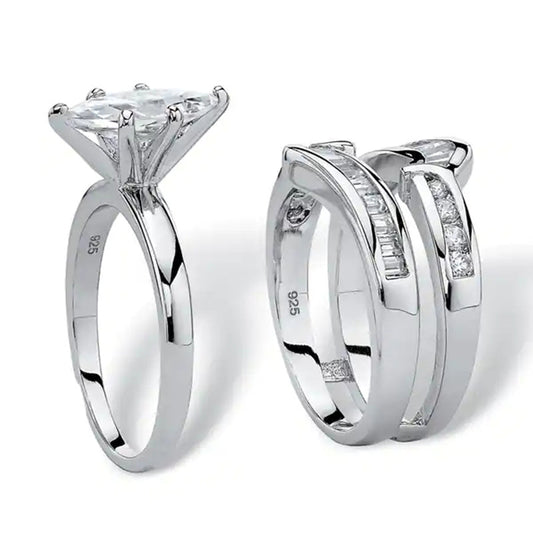 Shi Simulated Zircon Engagement Three-piece Index Ring