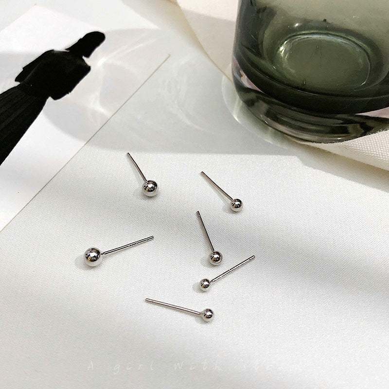 Women's & Men's Sier Needle Compact Mini Beanie For Simple Stud Earrings