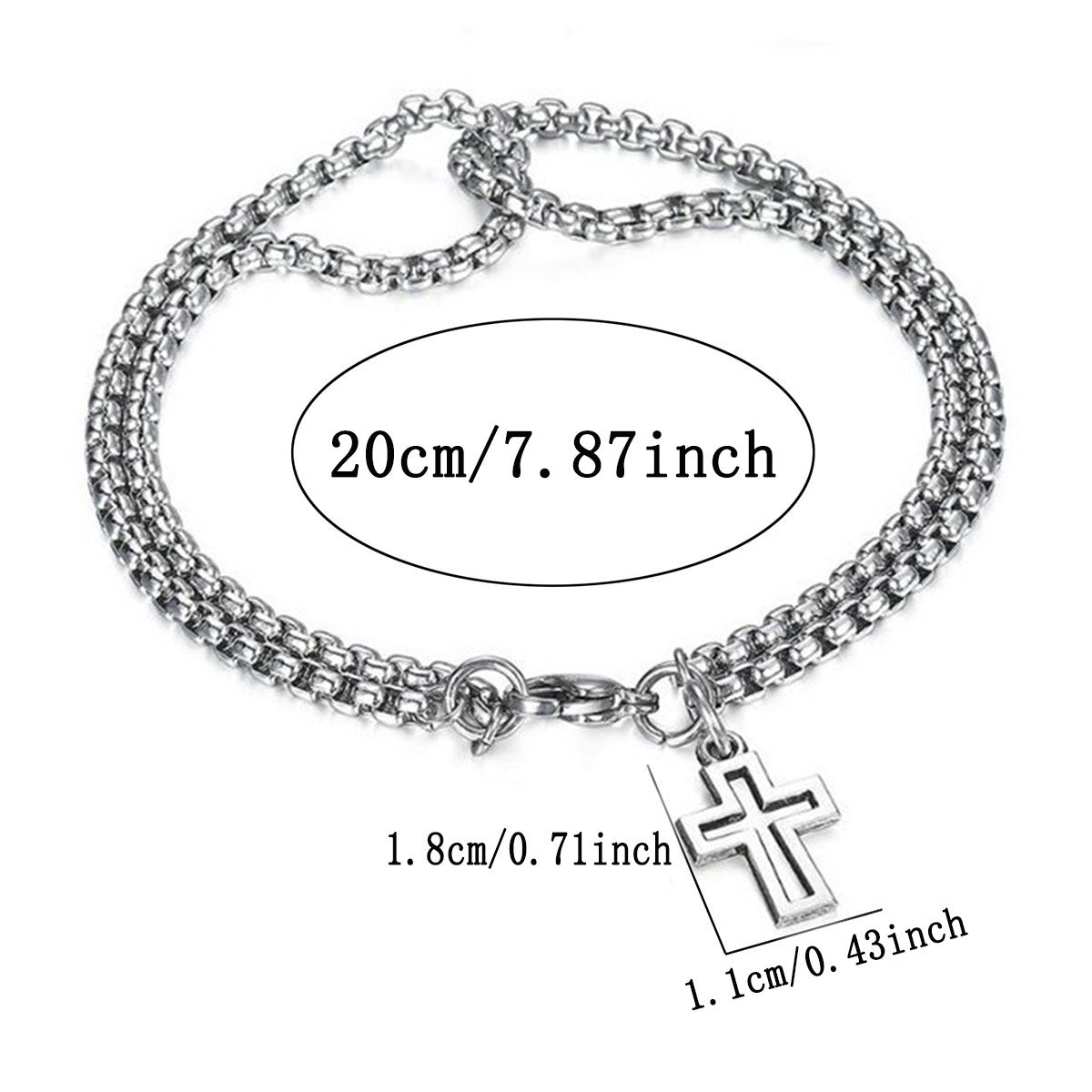 Men's Steel No Fading Zinc Alloy Cross Double Chain Bracelets