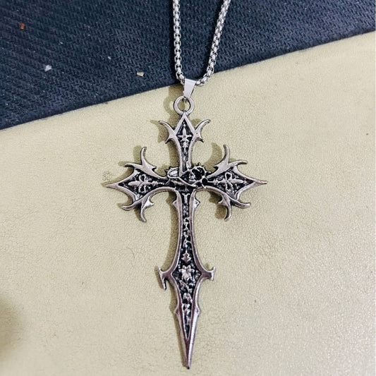 Women's & Men's Gothic Cross Alloy Ethnic Pattern Sweater Necklace