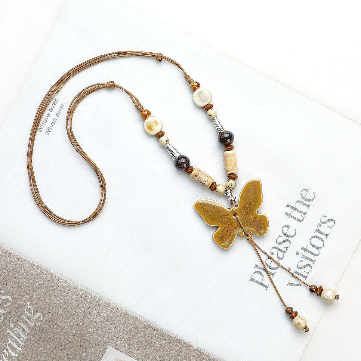 Style Personalized Trendy Ceramic Geometric Colorful Fish Long High-grade Necklace