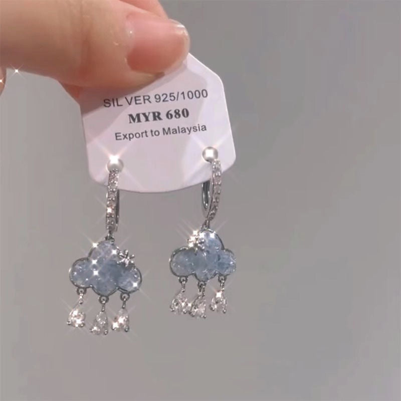 Debris Gradient Crystal Flowers Butterfly Female Special Interest Earrings