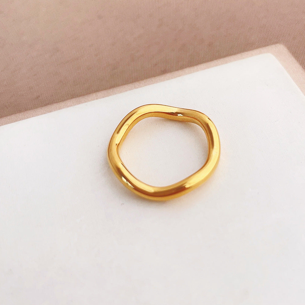 Niche Style Wave Curved Female Fashion Ring