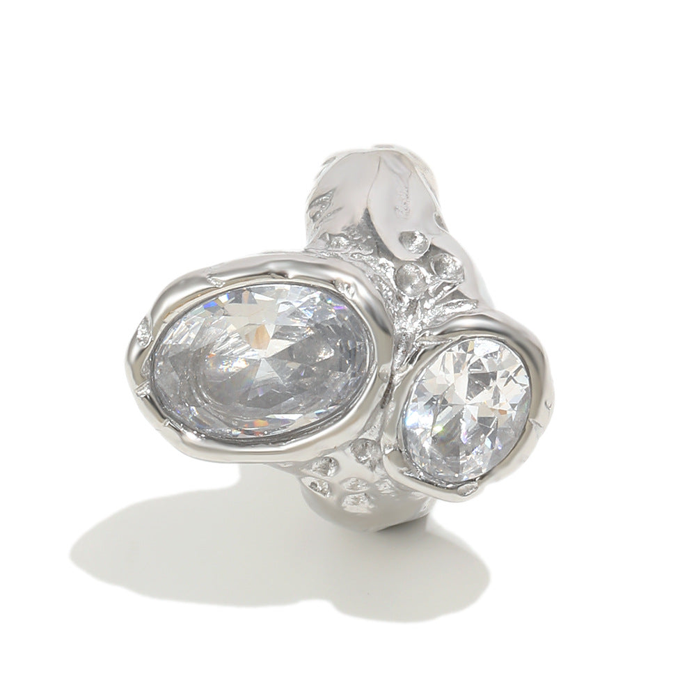 Fashion Personality Stainless Steel Plated Zircon Ring