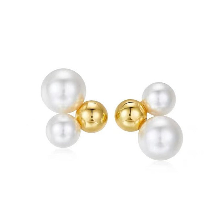 Women's Lux For Dignified Sense Of Design Pearl Contrast Color Titanium Earrings