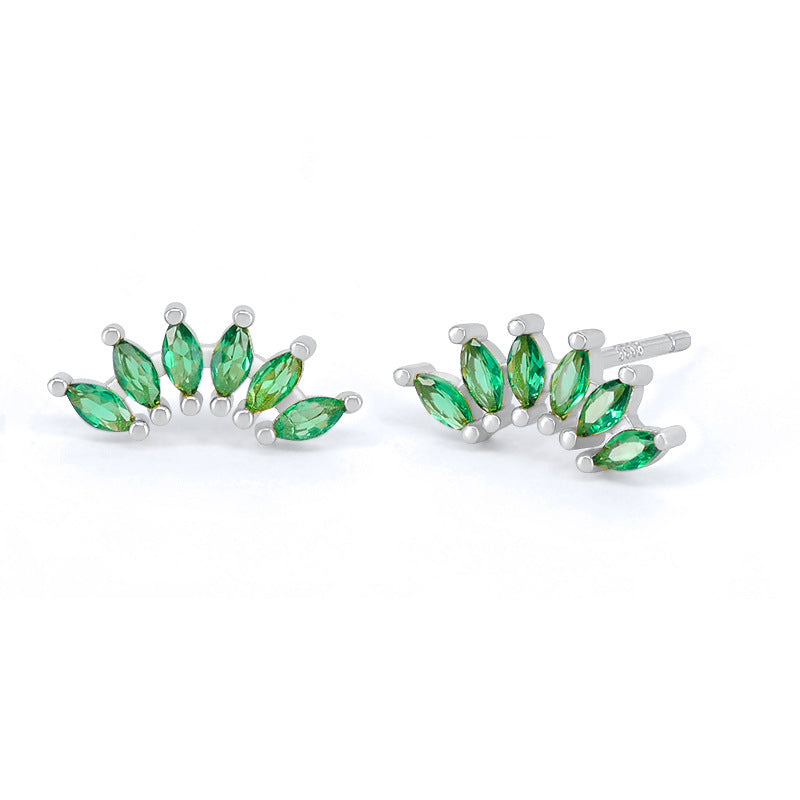 Needle Light Luxury Color Six Stone Retro Minority Design Refined Stud Earrings