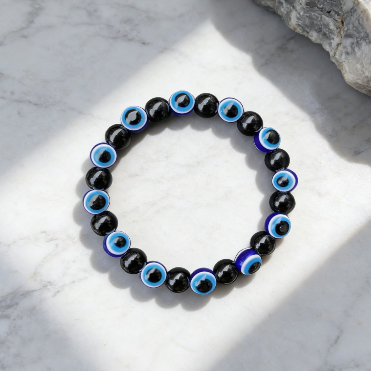 Blue Devil's Eyes Black Stone Handmade Bracelets