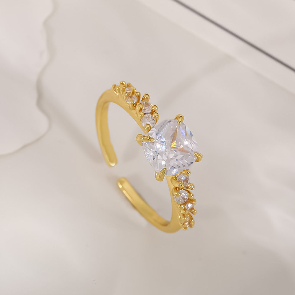 Women's Open-end Zircon Fashionable Classy Simple Cold Feeling Goddess Rings