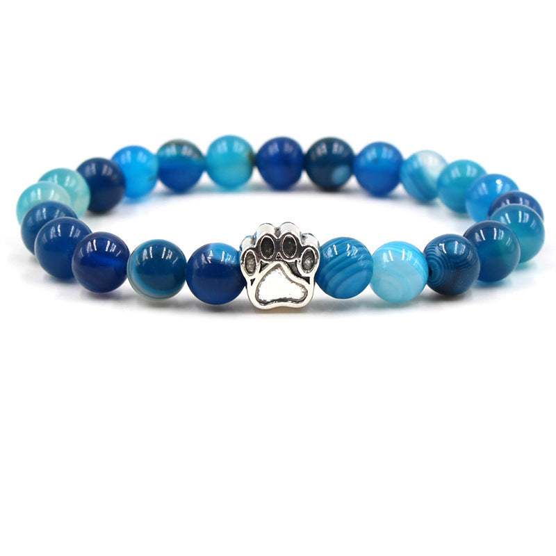 Holiday Gift Beaded Adjustable Foot Volcanic Rock Obsidian Turquoise Dog's Bracelets