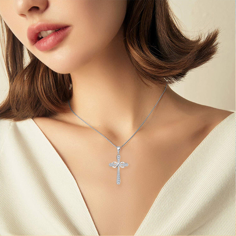 Women's Infinite Love Diamond Cross For Clavicle Necklace