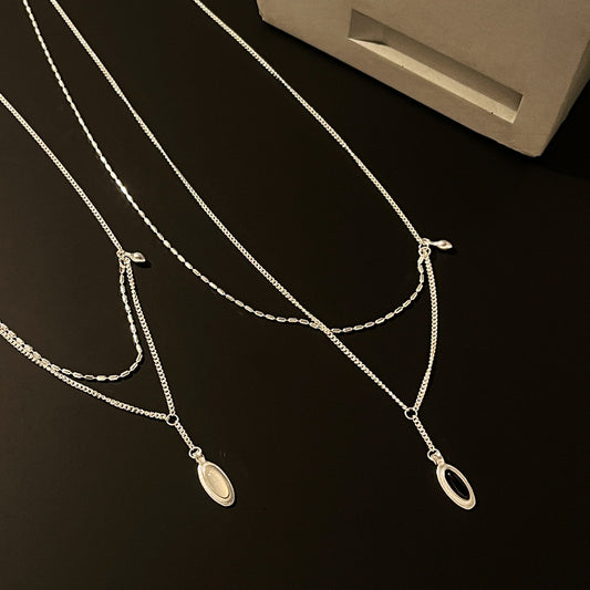 Oval Black Agate Chain Female Dong Necklaces