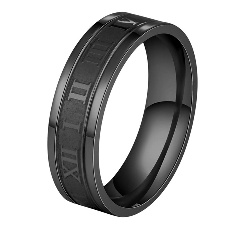 Men's Roman Digital Stainless Steel Personality Trendy Rings